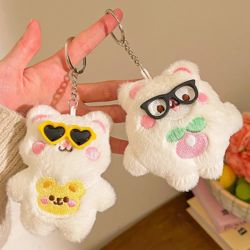 Kawaii Soft Plush Keychain 10cm Mini Stuffed Key Ring Plush Cat Doll Pendant Car Accessories Quake