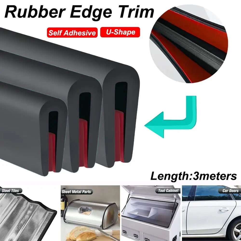 New U-Shape Edge Protector Strip Trim 3 Meters Rubber Edge Trim Strip Waterproof Edge Protector Quake