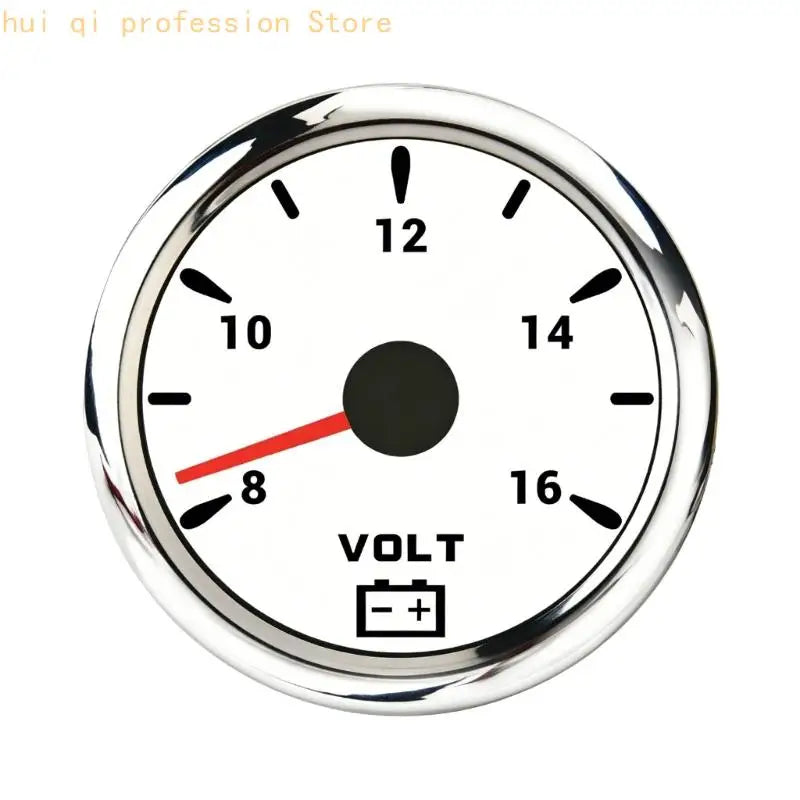 Round Voltmeter Battery Reading Monitor Meter, Analog 85Mm Panel Meter for Boat Motorcycle Trail and Trailer H8WE Quake White background CN
