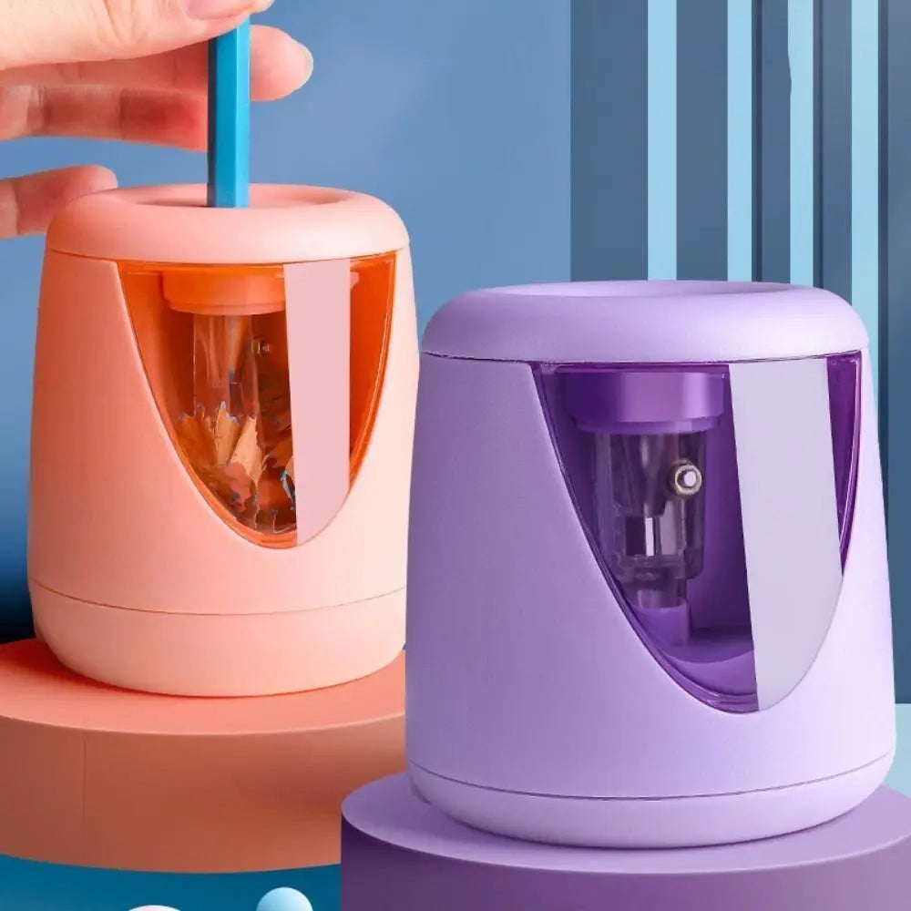 with Decorative Sticker Cartoon Creative Stationery Mechanical Tool Electric Pencil Sharpener Switch Automatic Quake