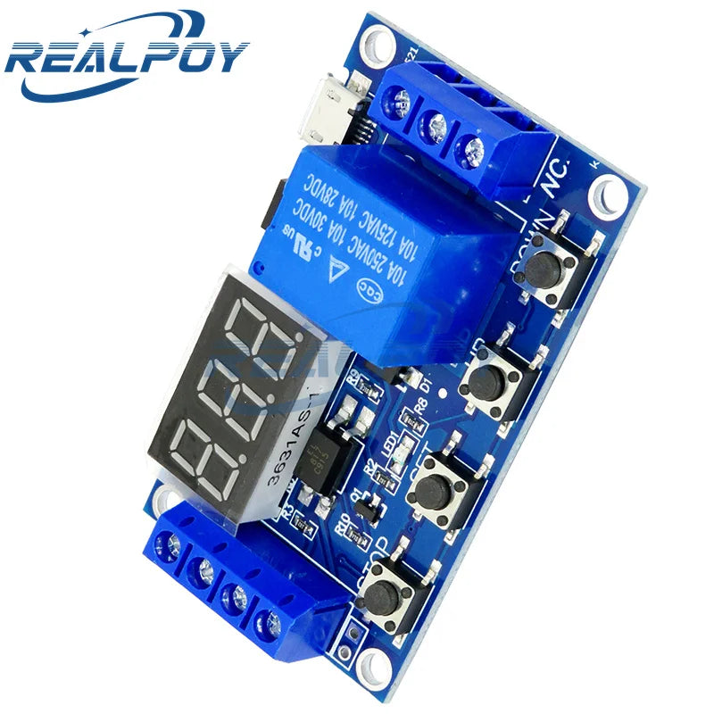 1 Channel 5V Relay 6-30V Relay Module OFF/ON Switch Trigger Time Delay Circuit Timer Cycle 999 minutes Adjustable XY-J02 Quake