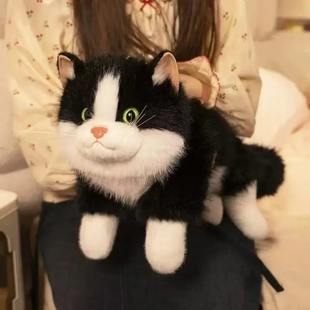 New Soft Simulation Cat Plush Toys Fluffy Voiced Ragdoll Cat Plush Doll Cute Cartoon With Bib Simulated Kitten Model Home Decor Quake