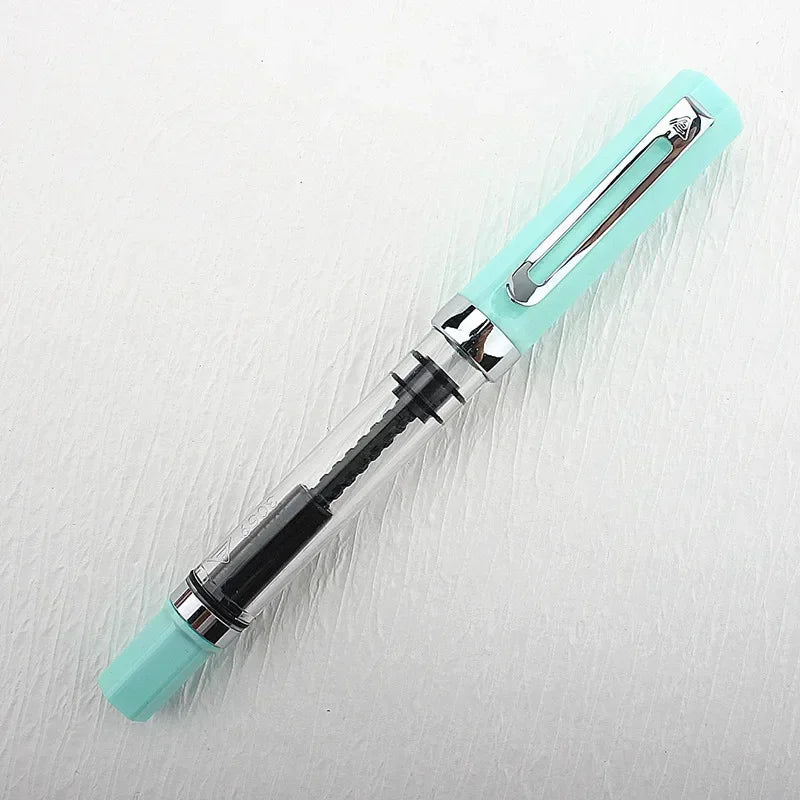 High Quality 3059 Piston Fountain Pen Resin Transparent Ink Pen EF/F Nib 0.38/0.5mm Fountain Pen Business Gif Quake 3059-8 Dark tip Nib 0.38MM