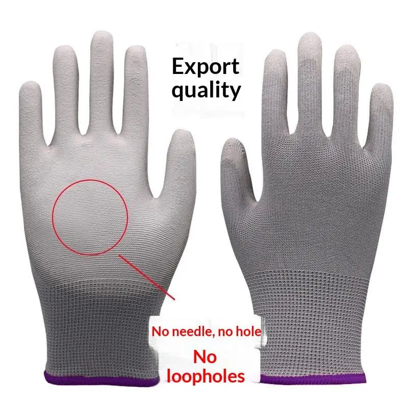 1 Pair Black Coating Gloves Nylon PU Gloves Woodworking Horticulture Automobile Maintenance Anti Slip And Dustproof Daily Use Quake Grey-XS