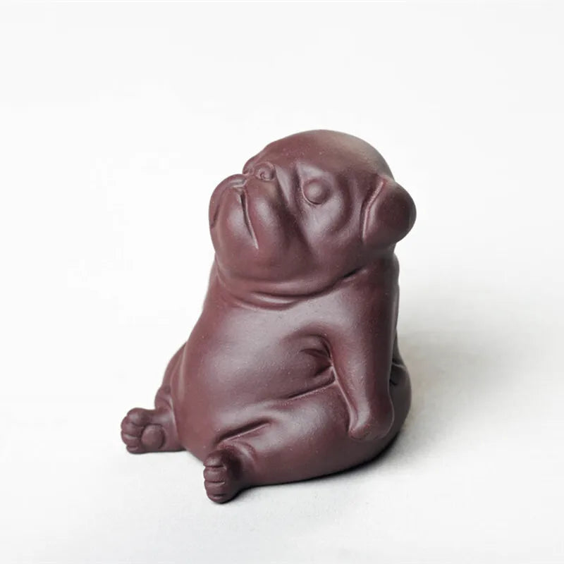 Zisha Tea Pet Dog Small Ornament Zodiac Lazy Dog Sculpture Tea Pet Accessories Craft Decoration Quake