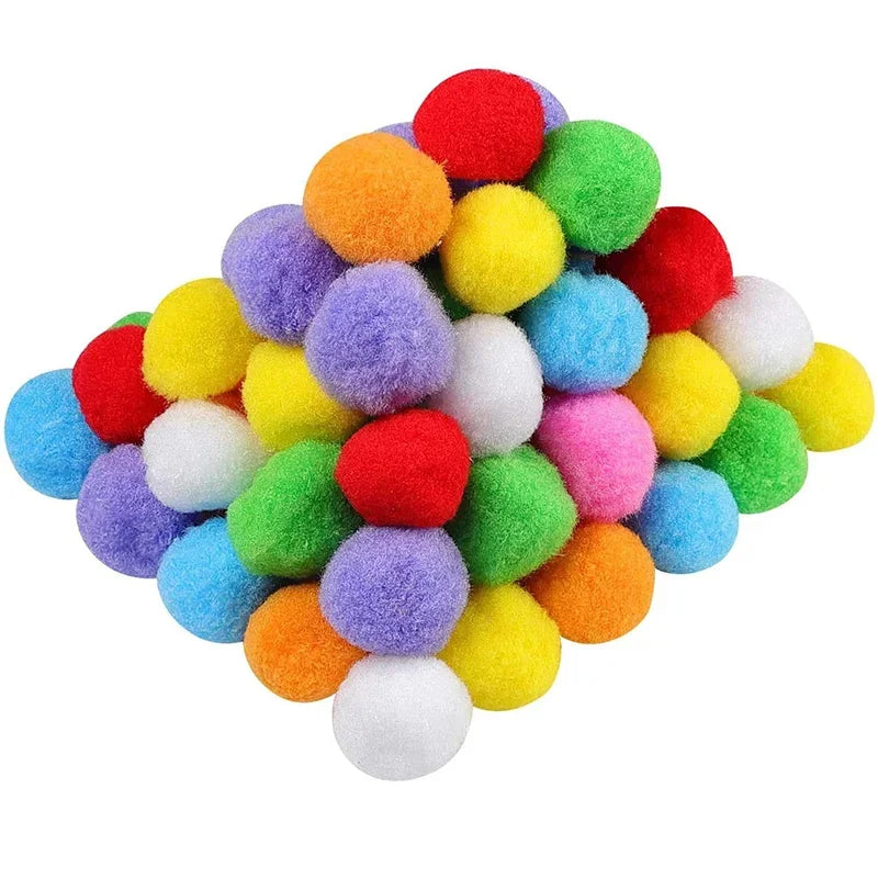 10mm 100/200/300pcs Colorful High-Elastic PomPom Balls - Cat Play Toy, Interactive Feline Enrichment & DIY Hobby Accessory Quake 10MM Random mix 100pcs B9138A