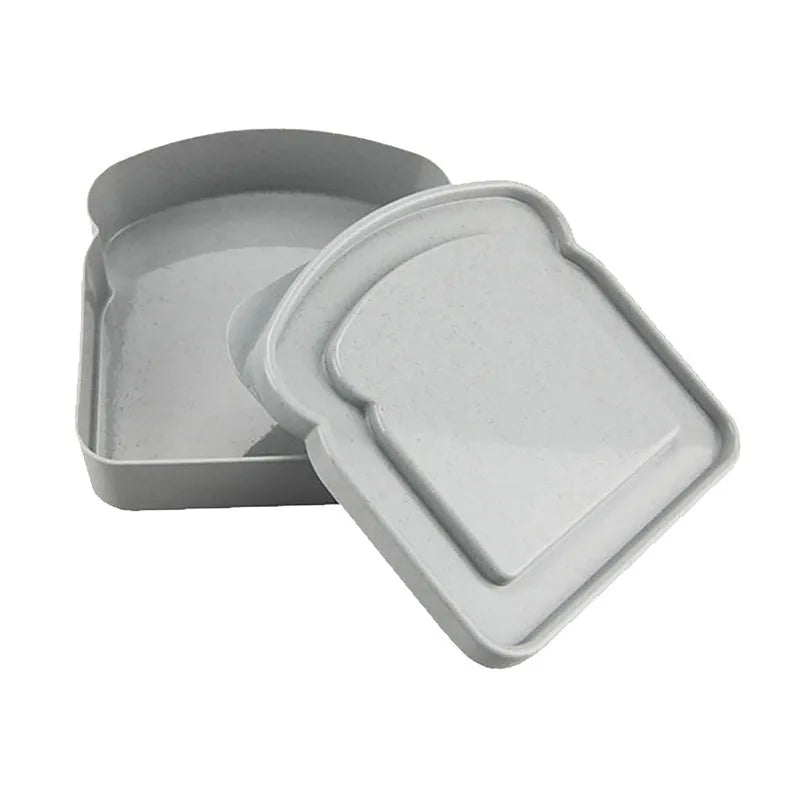 Toast Shaped Lunch Box Sandwich Container Leakproof Bento School Office Picnic Lunch Box for Kids Food Storage Containers Quake grey 1 1