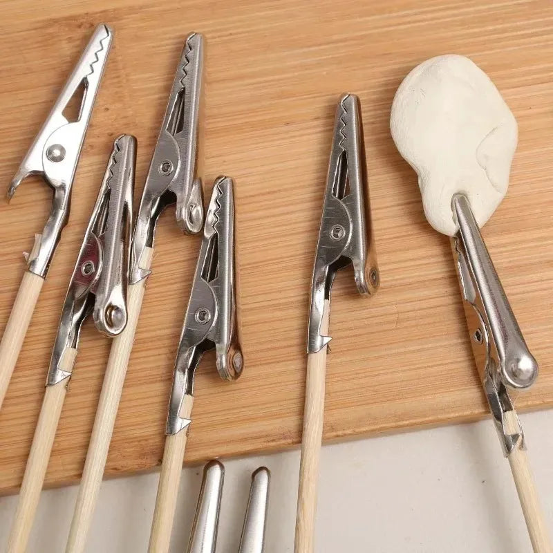 Bamboo Stick Alligator Clamps Model Painting Stand Clips Wooden Metal Clip Detachable Stick Support Clamp DIY Photo Display Clip Quake