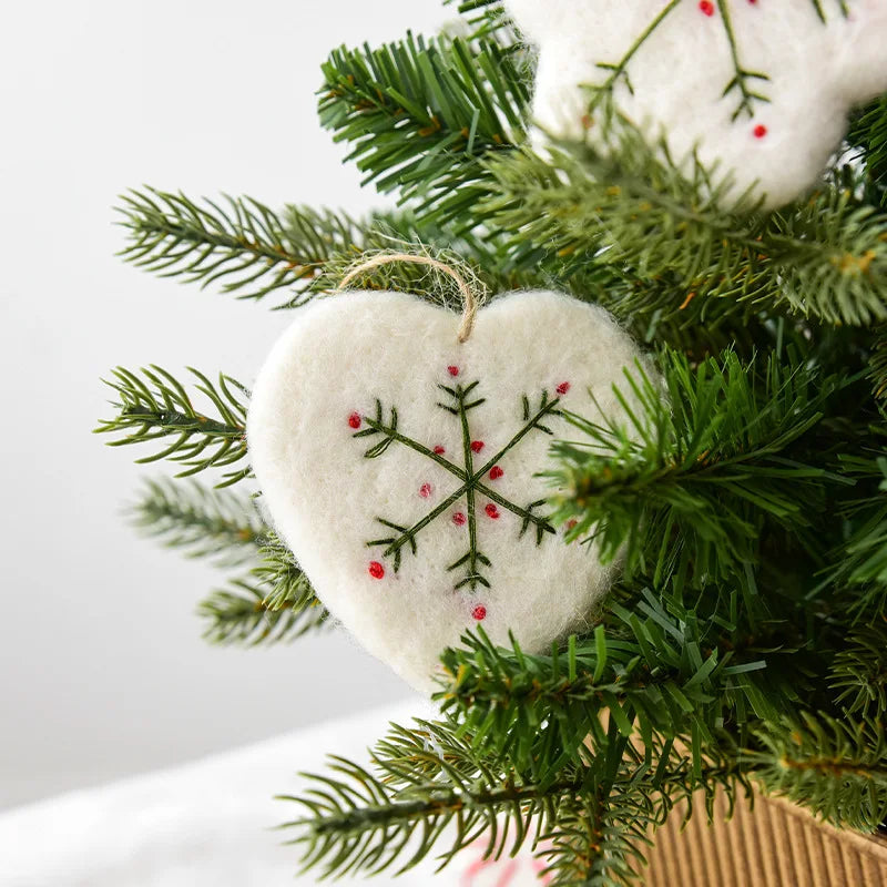1pc Christmas Decoration Wool Felt Snowflake Mini Christmas Tree Pendant Christmas Ornament Quake