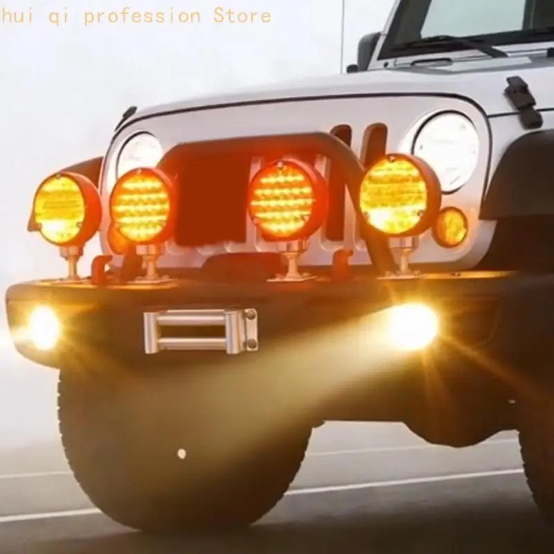 Threaded Mounting Post LED Fog Lamp, Round Two Sided Red Auxiliary Light for Car Motorcycle Bumpers Use H8WE Quake