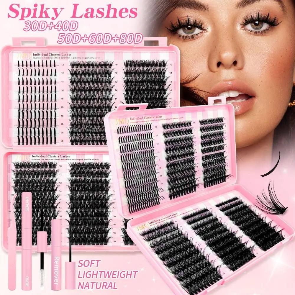 9-16mm Length False Eyelashes Natural Look Wispy Style DIY Lash Extension Kit Fluffy Clusters Volume Fans Fake Eyelash Quake