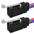 2PCS Waterproof Micro Limit Switch with Long Straight Roller Lever SPDT 3 PIN Pre-wired 10A 125 250V Micorswitch for Electronic Quake Roller Lever