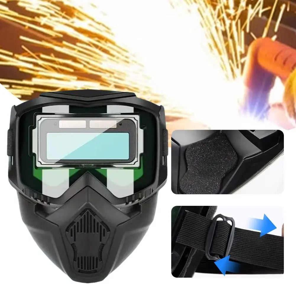 Automatic light-changing welding helmet Auto Darkening Welding Glasses Work Protective Equipment Adjustable Band Split Type Brea Quake