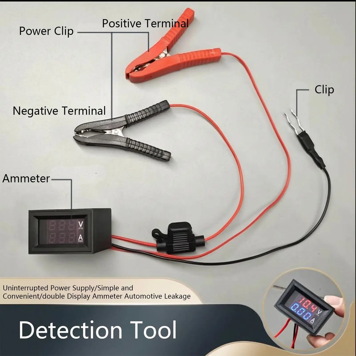 Battery Tester Car Vehicle Current Leakage Diagnostic Detector Car Current Leak Finder for Trailer Truck Sedan Home Garage Quake