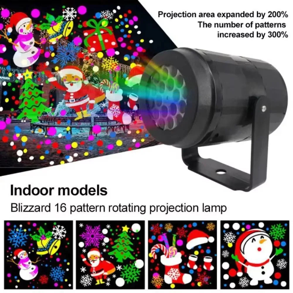 16 Pattern Christmas Projector Lights Outdoor/Indoor Holiday Projection LED Night Lamp for Home Xmas 2027 New Year Party Decor Quake
