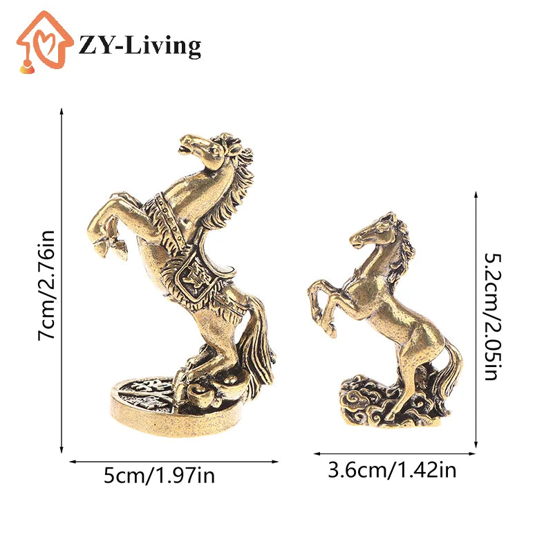 1Pc Bronze Horse Statue Chinese Zodiac Sculpture Metal Craft Living Room Tea Table Desktop Home Decor Quake