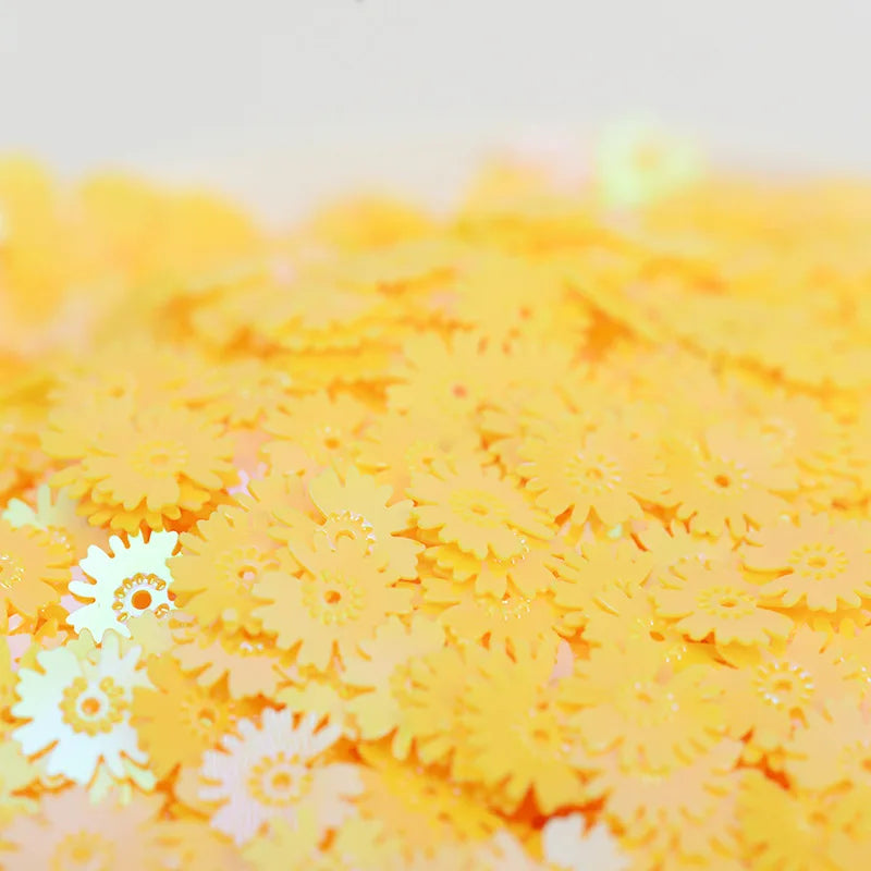 50g/500g PVC Paillette Sequins Daisy Flower Loose Colorful Lentejuelas for DIY Crafts Sewing Clothes Decor Manicure Accessories Quake 52 yellow 50g