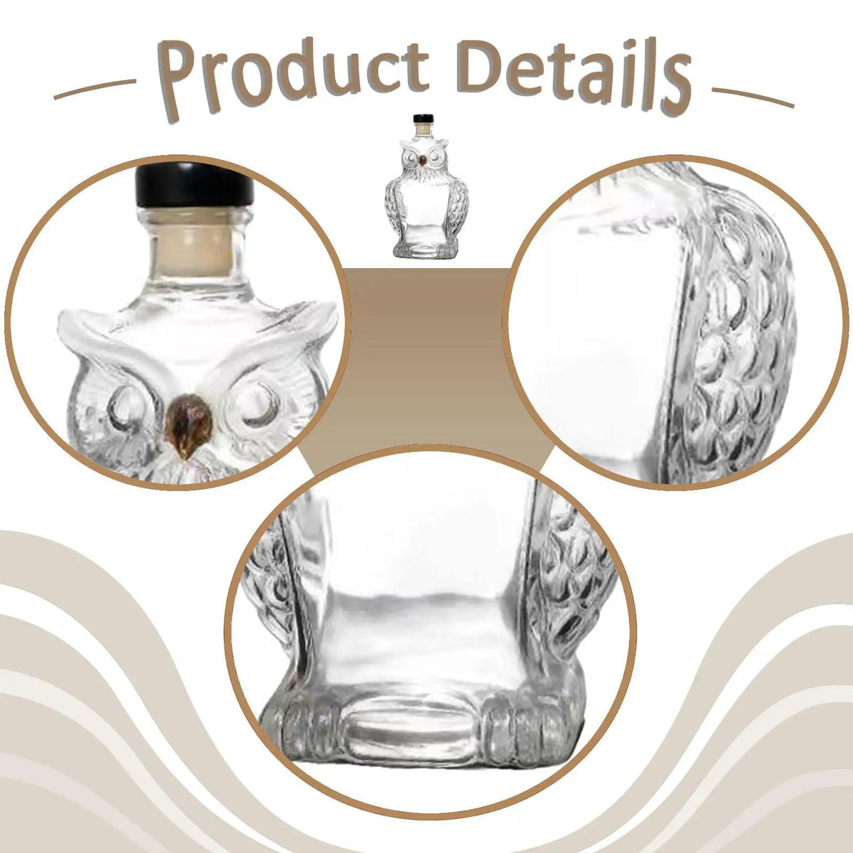 Clear Glass Owl Whisky Decanter Unique Liquor Dispenser Bar Accessories for All Occasions Home Club Quake