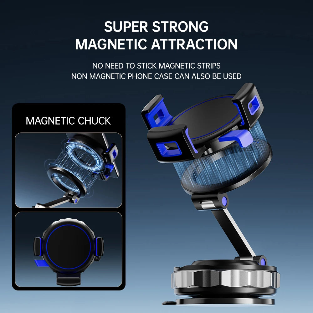 Car Phone Magnetic Stand Mechanical Vacuum nano adhesive Suction Cup Rotate 360° Magnetic Adsorption Bracket Quake