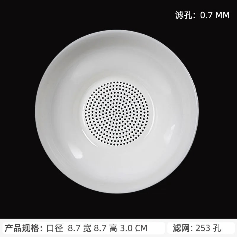 Mutton fat jade white porcelain all-in-one full ceramic hole tea drain ceramic tea set accessories tea filter tea maker Quake A