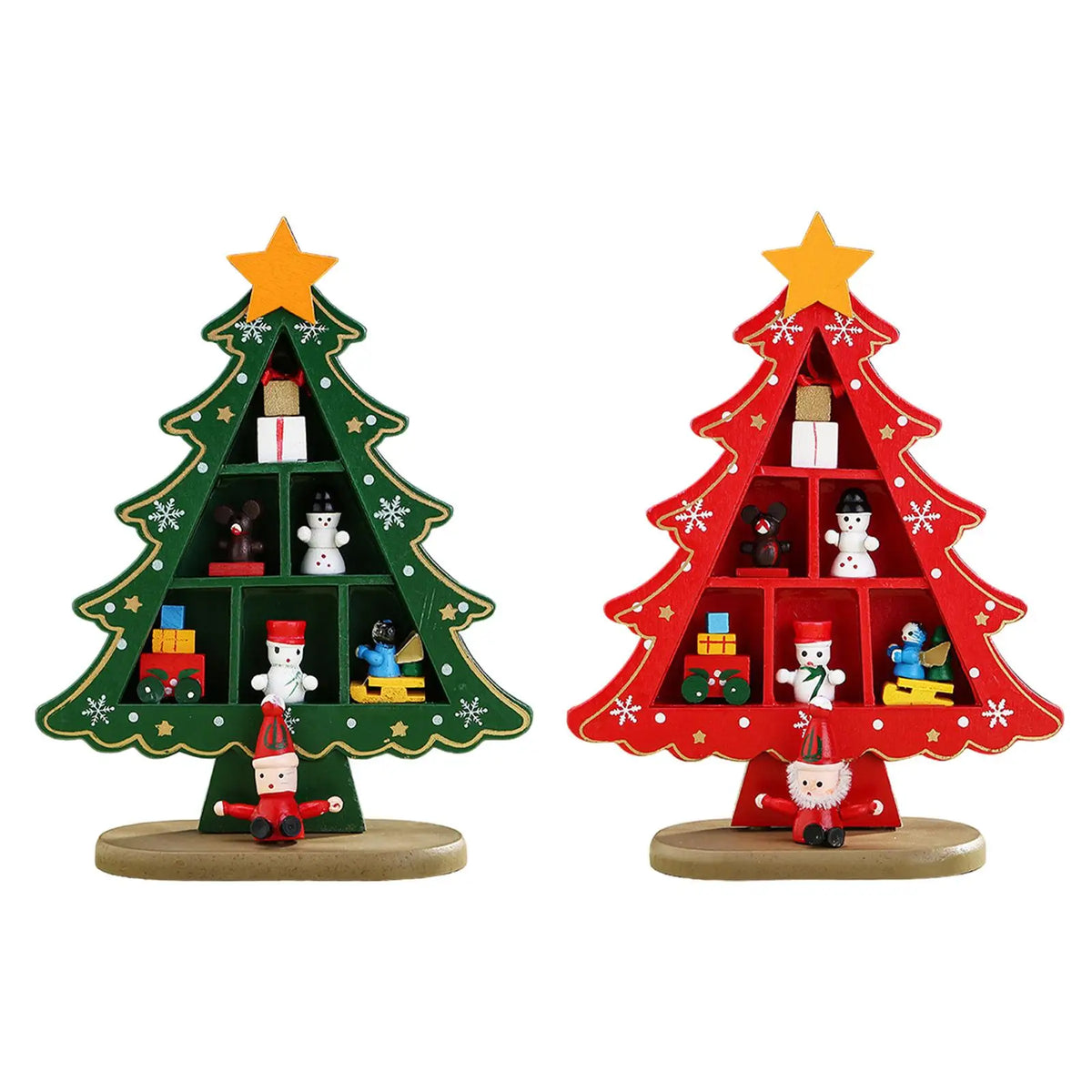 Wooden Christmas Tree Desktop Decor Craft Sturdy Table Centerpiece Convenient Mini Christmas Tree Decoration for Xmas Party Home Quake
