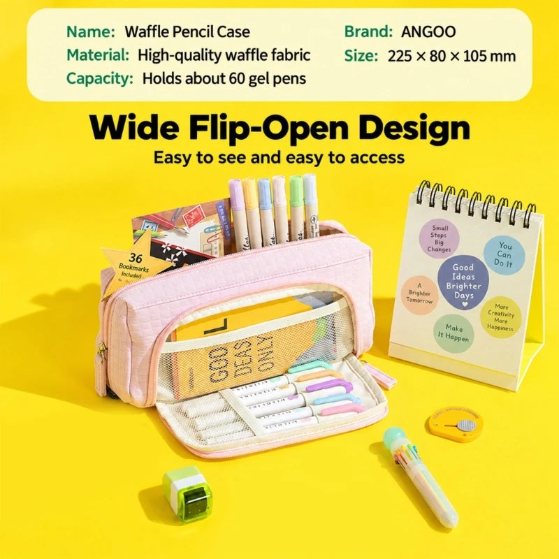 Multi Compartment Pencil Case with Visible Interior Pocket and Sectioned Storage for School, Office, Drawing, and K1KF Quake