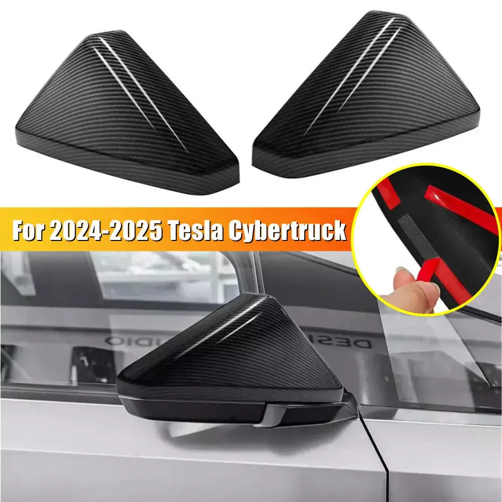 For Tesla Cybertruck 2023-2025 Car Sticker Rearview Side Mirror Cover Wing Cap Exterior Door Rear View Case Trim Carbon Fiber Quake Default Title