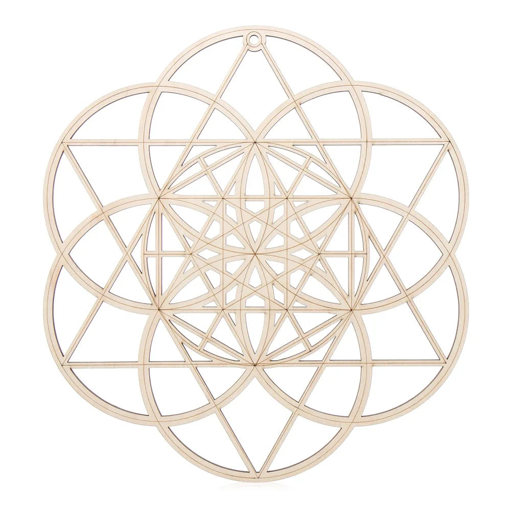 Wooden Wall Sign Flower of Life Shape Laser Cut Wood Wall Art Home Decor Handmade Coasters Craft Making Sacred Geometry Ornament Quake Style 7-30.5cm