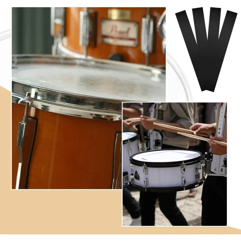 4pcs Polyester Film Snare Straps Black Wire Snare Drum Straps Wire Trapping Kit Wire Belt Drum Set Straps for 14 Inch Drum Quake