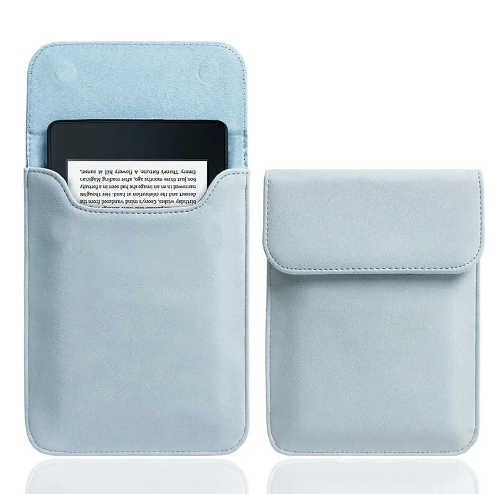 6.8 7 10.2 inch e-Reader Sleeve PU Leather 10/11/12th Generation Storage Bag Anti Scratch for Kindle Paperwhite/Colorsoft/Scribe Quake Light Blue 6 inch