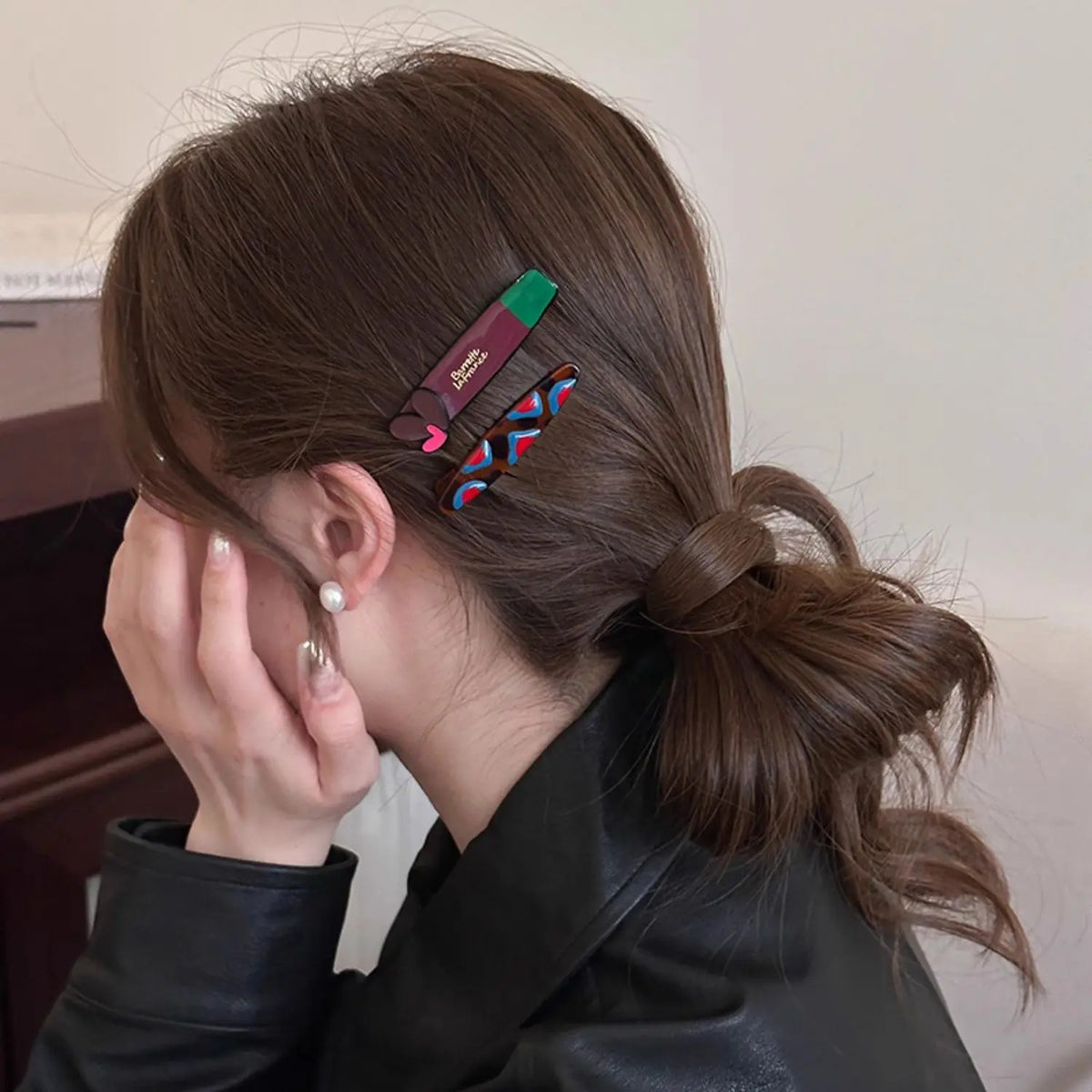 2pcs Dopamine Colorful Duckbill Clips Love Heart Bangs Side Clips Barrettes Hairpins Headwear Y2k Girls Makeup Hair Styling Clip Quake