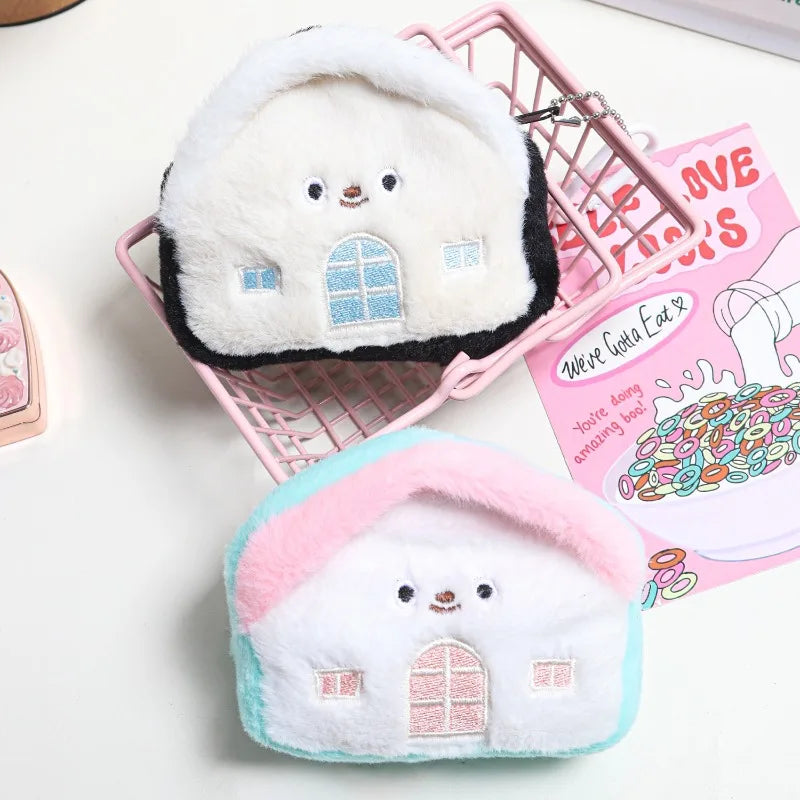 1pc Creative Small House Zero Wallet Headphones Data Cable Storage Bag Portable Sanitary Cotton Bag Girls' Backpack Pendant Quake