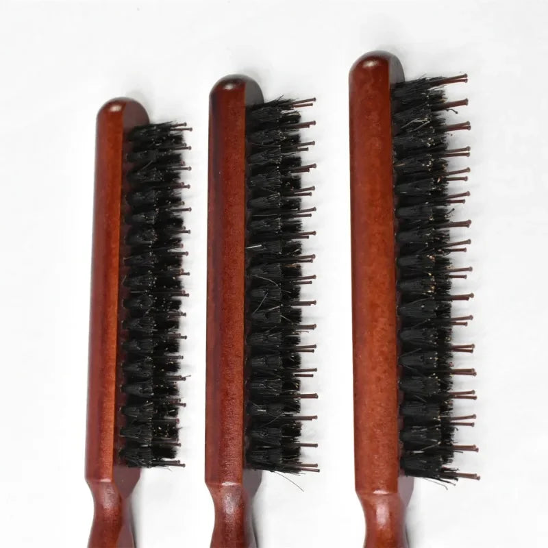 Wooden Handle Hairdressing Hair Comb Hair Fluffy Three Rows Boar Bristle Combs Back Teasing Brush Salon Supply Styling Tools New Quake
