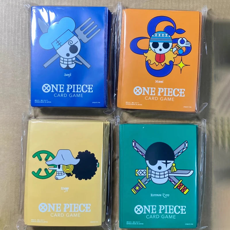 Straw Hat Crew Card Sleeves Set 66x92mm 70pcs, Zoro Nami Usopp Sanji 4 Designs Official Style Protectors Anime Gift for Children Quake