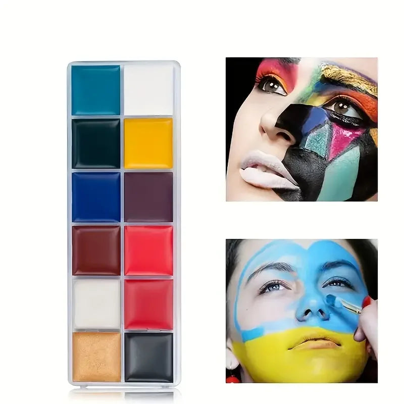 SFX Makeup Kit 12Color 42gFace Body Paint Stage Special Effects Halloween Wound Scar Wax Makeup Fake Scab Blood Spatula Paint Quake