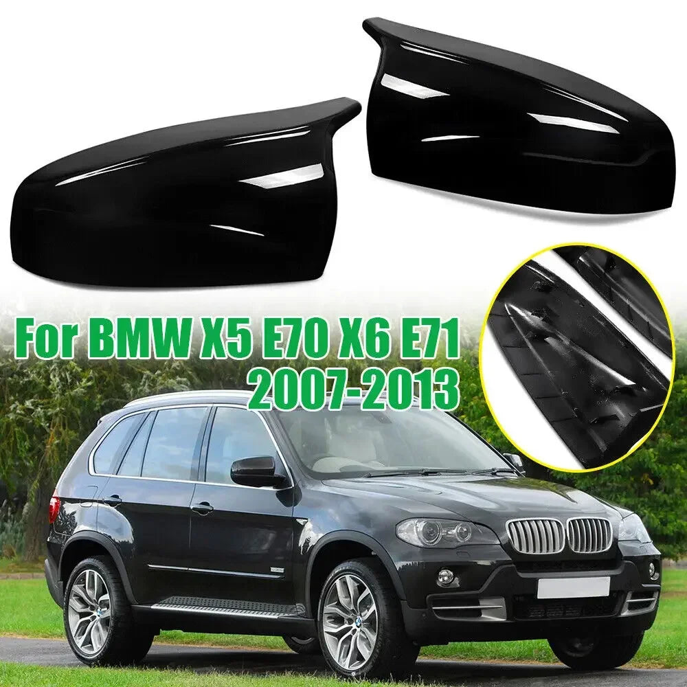 For BMW X5 E70 X6 E71 2007-2013 Car Replacement Rearview Side Mirror Cover Wing Cap Exterior Door Rear View Case Trim Carbon Quake