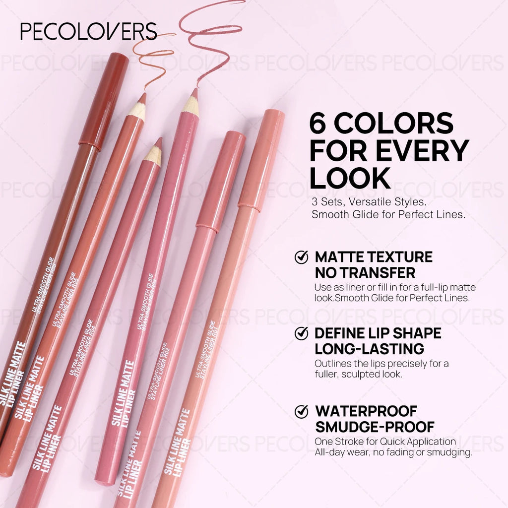 Waterproof Lip Liner Pencil - Matte Finish Long-Lasting, Multi-Color Shades (Nude, Berry, Red, Purple) for All Light Beige Types Quake