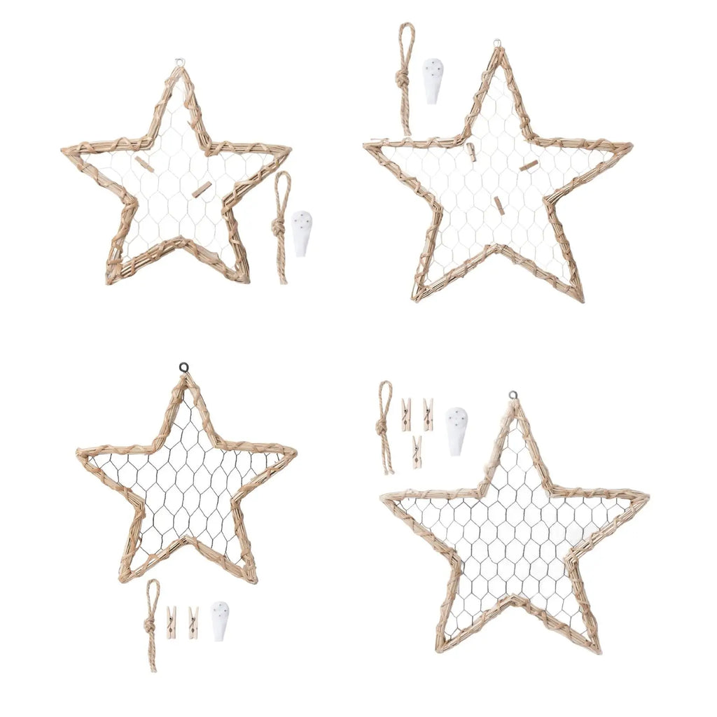 Wall Grid Panel Stars Shaped Weaving Holder for Entrances Living Room Office Quake