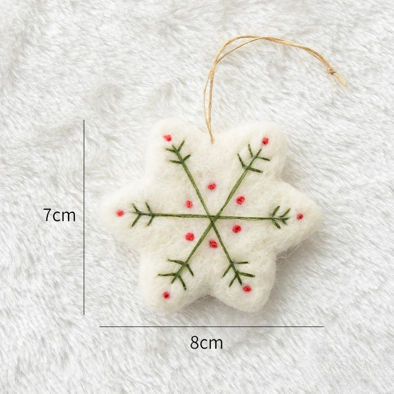 1pc Christmas Decoration Wool Felt Snowflake Mini Christmas Tree Pendant Christmas Ornament Quake hexagonal