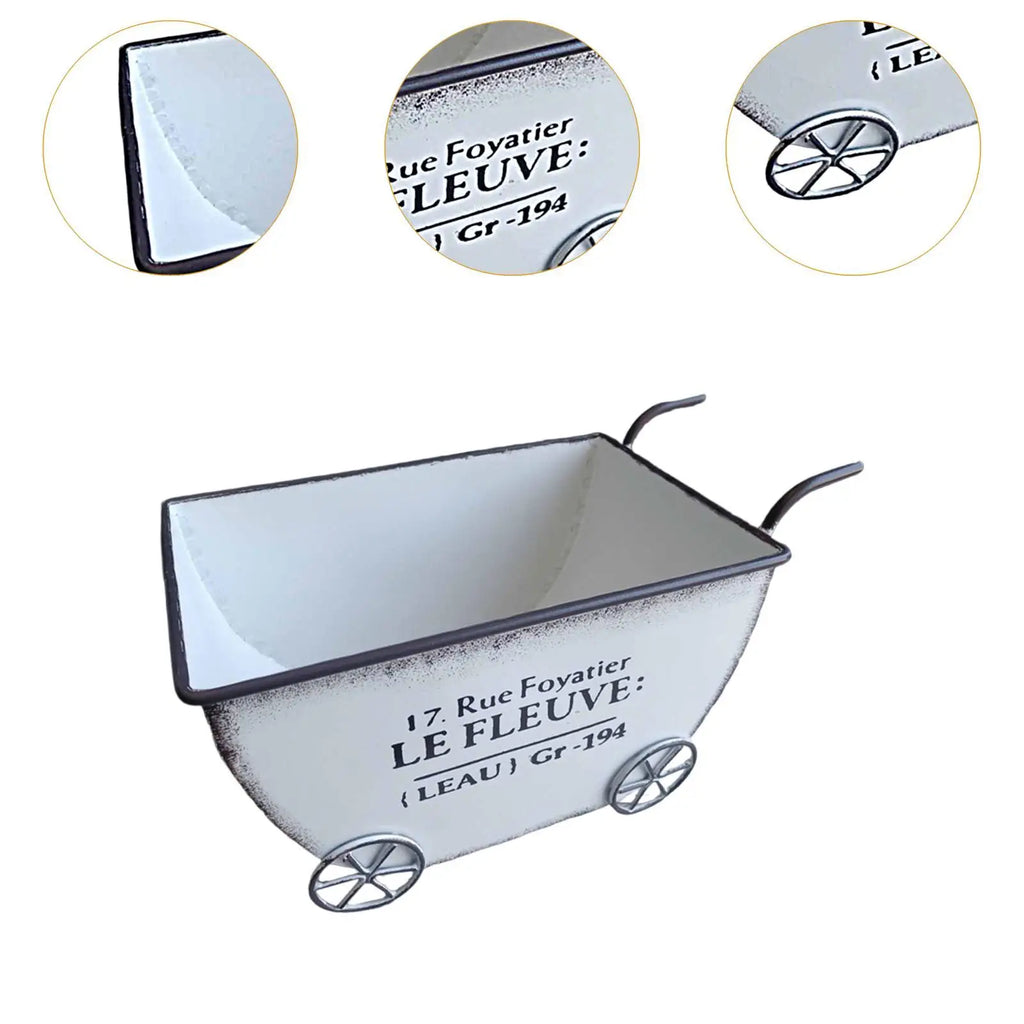 Flower Cart Wheelbarrow Space Saving Flower Pots for Garden Outdoor Yard Quake