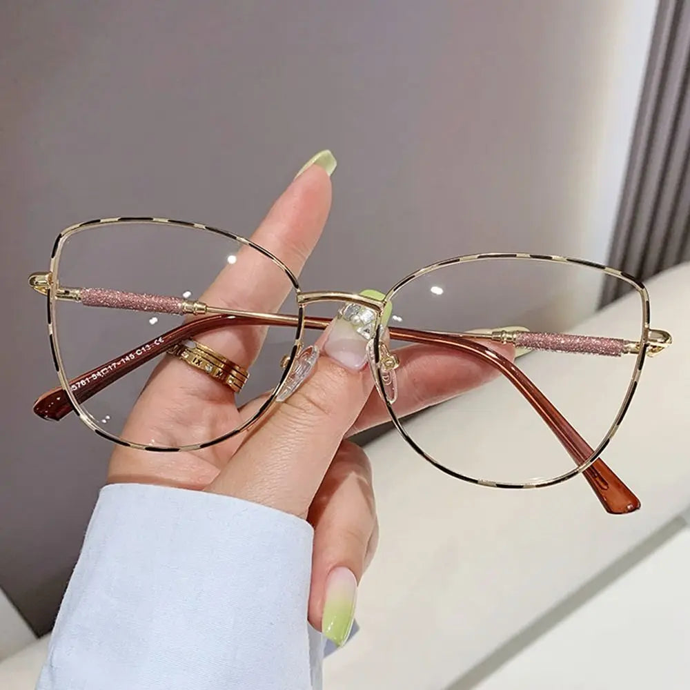 Fashion Vintage Cat Eye Computer Goggles Women Anti Blue Light Glasses Metal Frame Optical Glasses Trendy Office Eyeglasses Quake C06