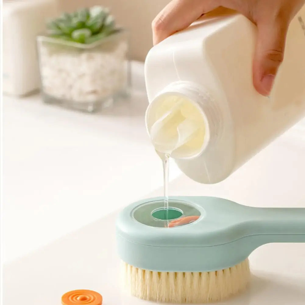 Liquid Filled Soft Long Handle Hair Bath Brush, with A Back Rubbing Tool and A Long Handle for Showering Bath Accessories Quake