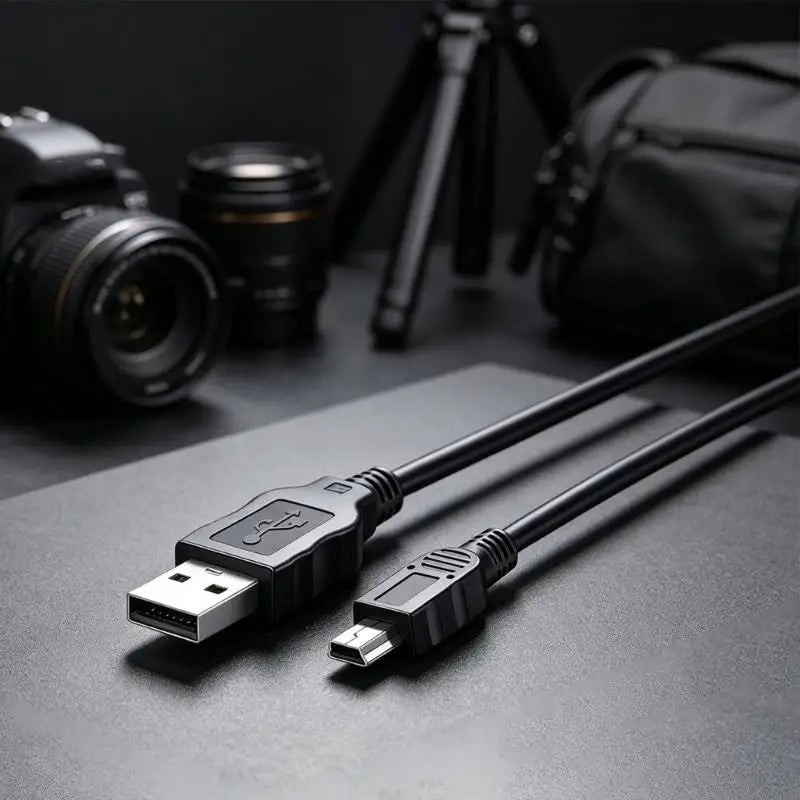 USB-A to 5-Pin Mini-USB Camera Cable with Molded Strain Relief and Black PVC Covering for IFC-400PCU Photo and Video K1KF Quake