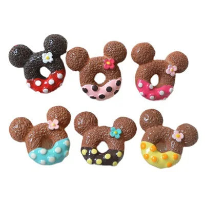 20pcs Resin Chocolate Mouse Head Doughnut Cabochon Cakes Flatback Stone Figurines Scrapbook DIY Craft Home Decor Accessories Quake