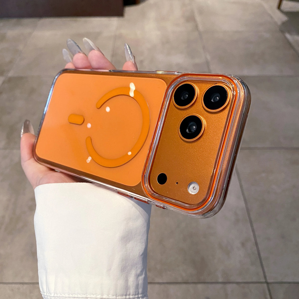 New Transparent Magnetic Phone Case for iPhone 14/15/16/17/pro Max, 17pro & 18pro, Compatible with Magsafe Wireless Charging Quake Orange iPhone17 Pro Max