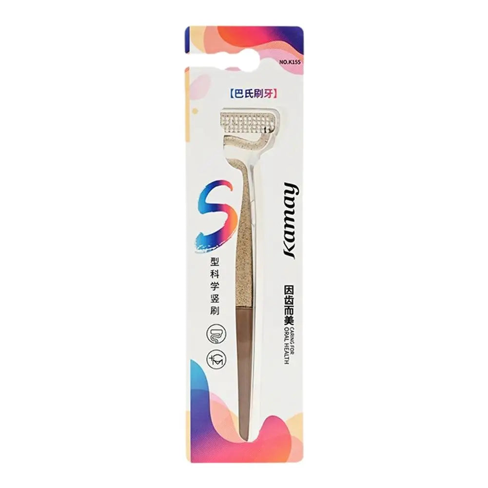S-shaped Vertical Brushing Toothbrush Soft Bristle Teeth Gap Cleaning Tongue Scraping Gum Massage Bass Method Toothbrush For Men Quake A