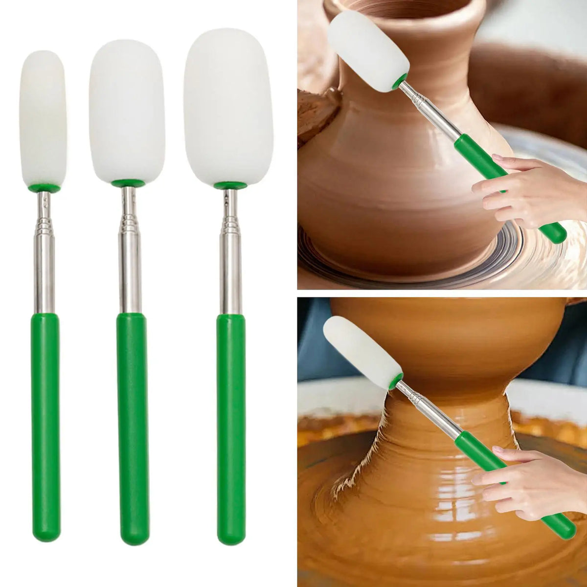 Telescoping Sponge Stick for Pottery Comfortable Handle Multiuse Detachable Sponge Head Pottery Tool for Home Office Boys Girls Quake