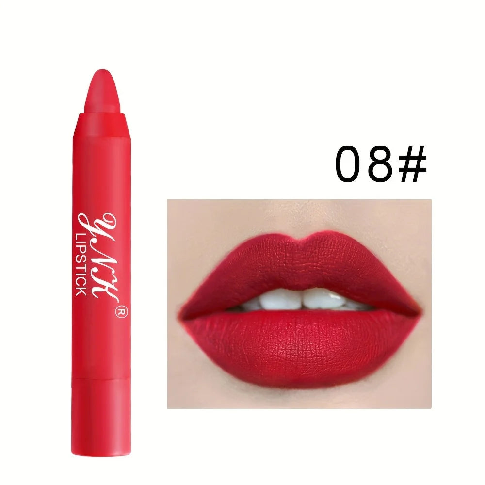 1pc Matte Lipstick Pen Automatic Rotary Lipstick Pencil Waterproof Non Fading Lip Liner Sexy Red Tint Lip Makeup Cosmetics Quake 08