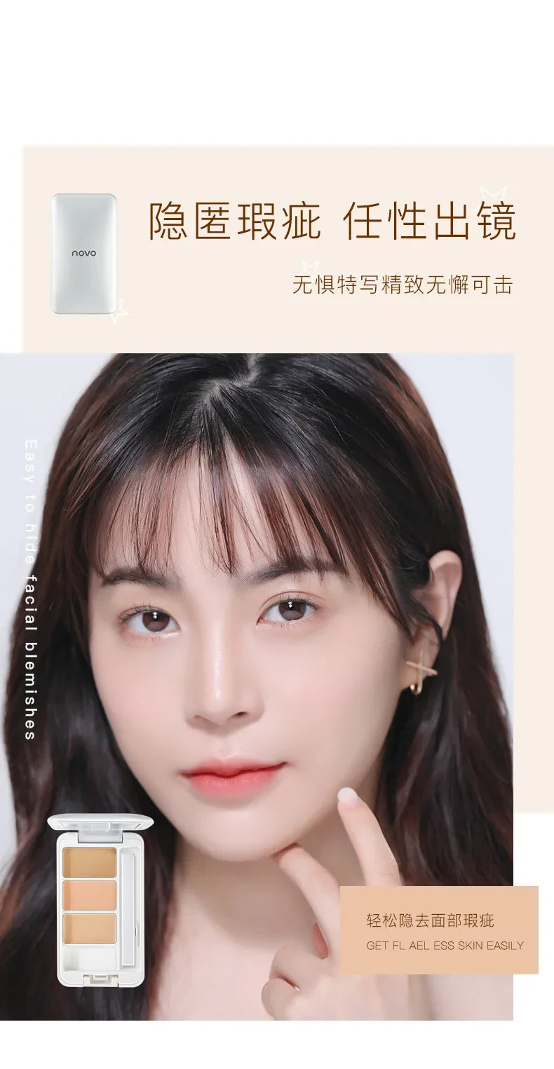 Makeup NOVO Two-Color Concealer Light & Flawless Acne Marks Freckles Dark Circles Under-Eye Bags Spots Covering Beauty Makeup Quake