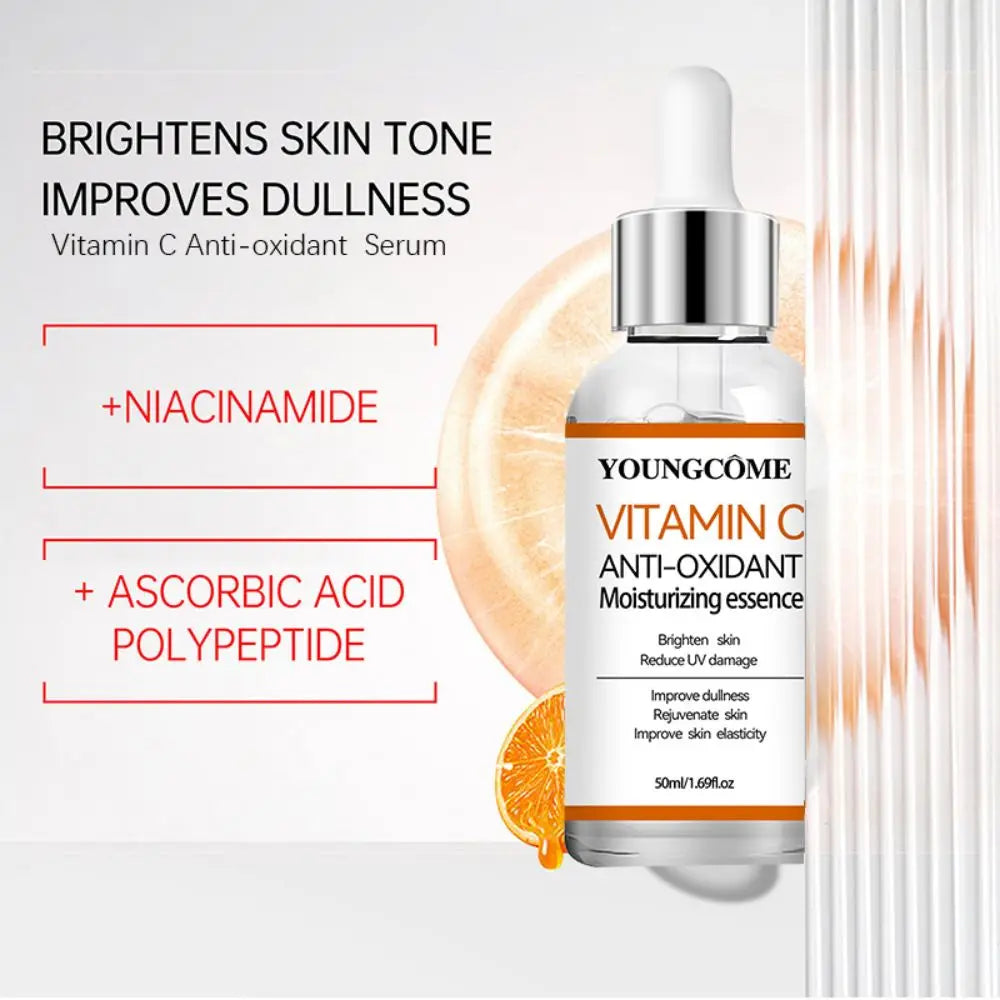 YOUNGCOME Vitamin C Facial Essence Contains Hyaluronic Acid Dark Spot Remover Moisturizing Repair Anti-aging Essence Quake